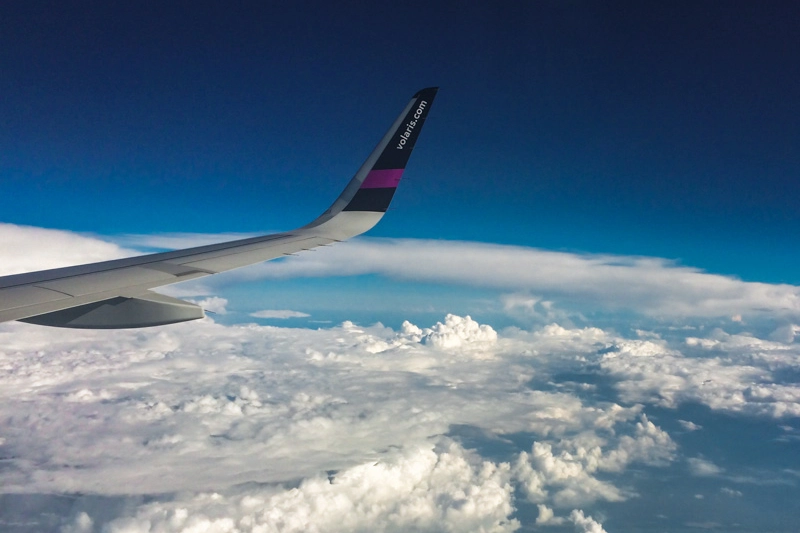 Avião da Volaris, cia aérea low cost do México que voamos para chegar em Cozumel