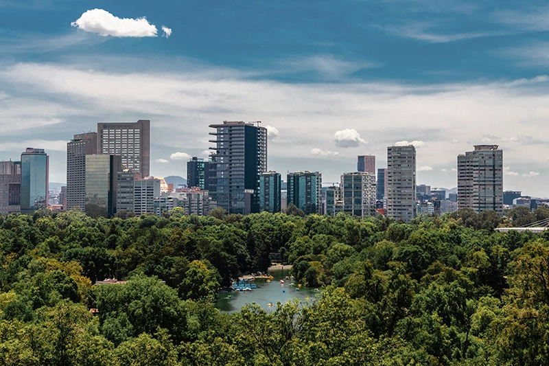 Vista da Cidade do México a partir do Castelo no Bosque Chapultepec