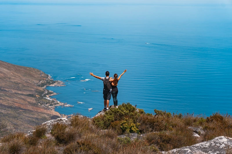 No topo da Table Mountain, em Cape Town, durante a Volta ao Mundo