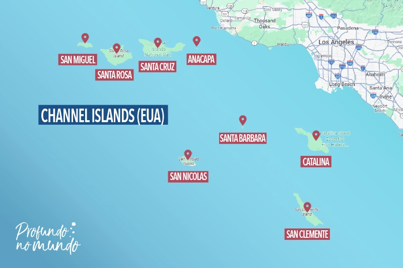 Mapa das Channel Islands, na California