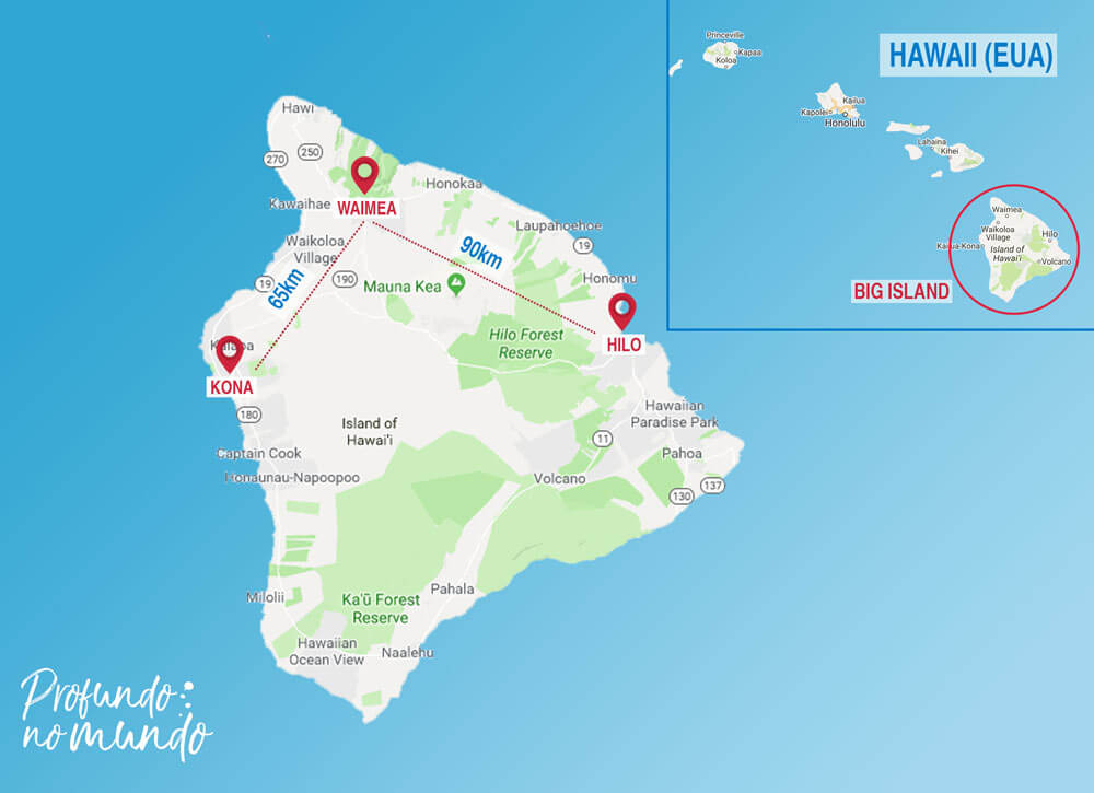 Big Island Mapa Waimea Aeroporto