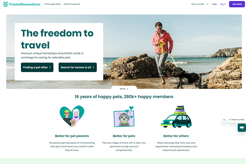 tela do site Trusted Housesitters