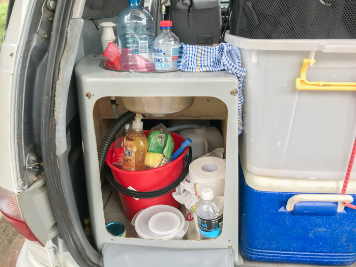 Interior da campervan que alugamos para fazer a nossa road trip pela Austrália.