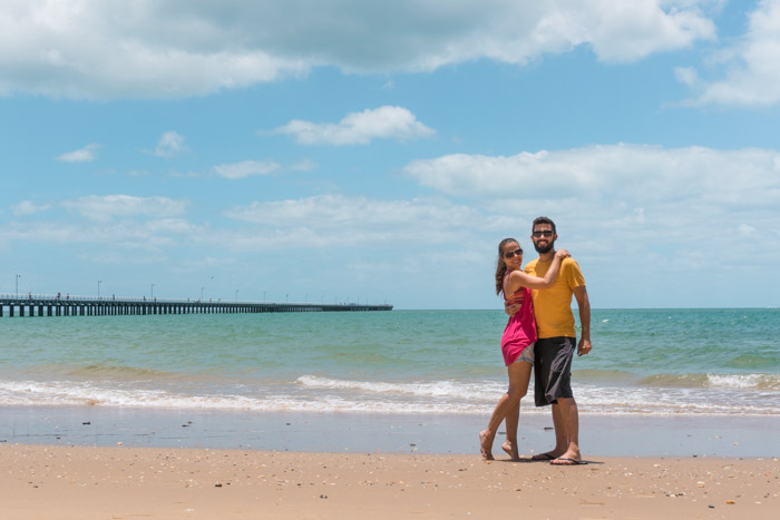 Praia linda em Hervey Bay, na Costa Leste da Austrália