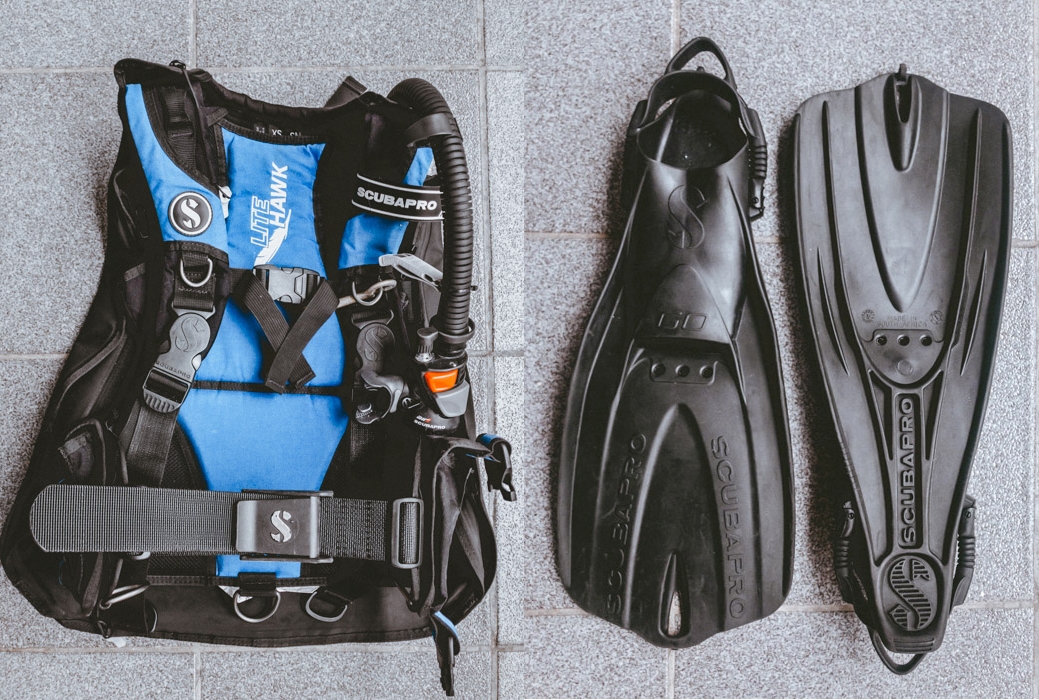 Colete e Nadadeiras da Scubapro para viagem