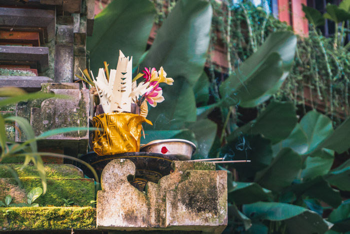 Guia completo de Bali - oferendas em Ubud