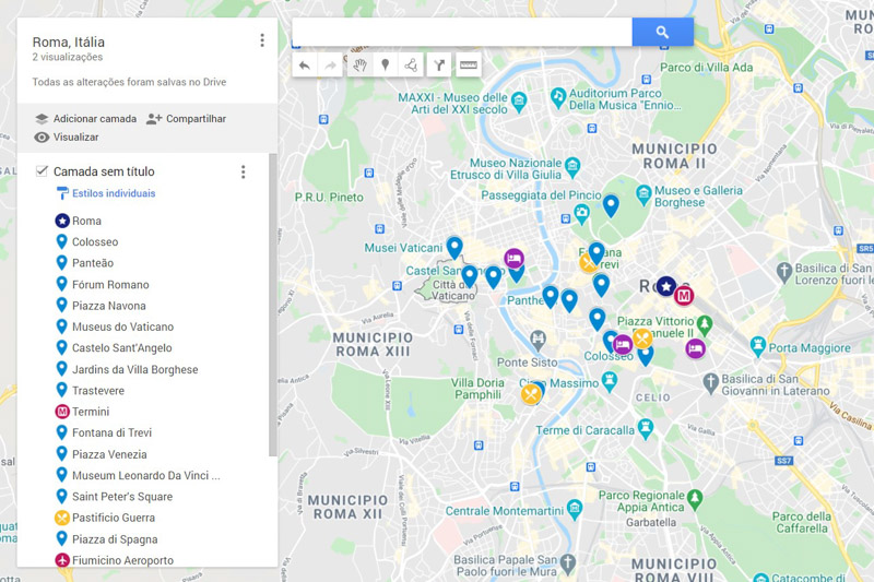 como personalizar um roteiro de viagem no google maps
