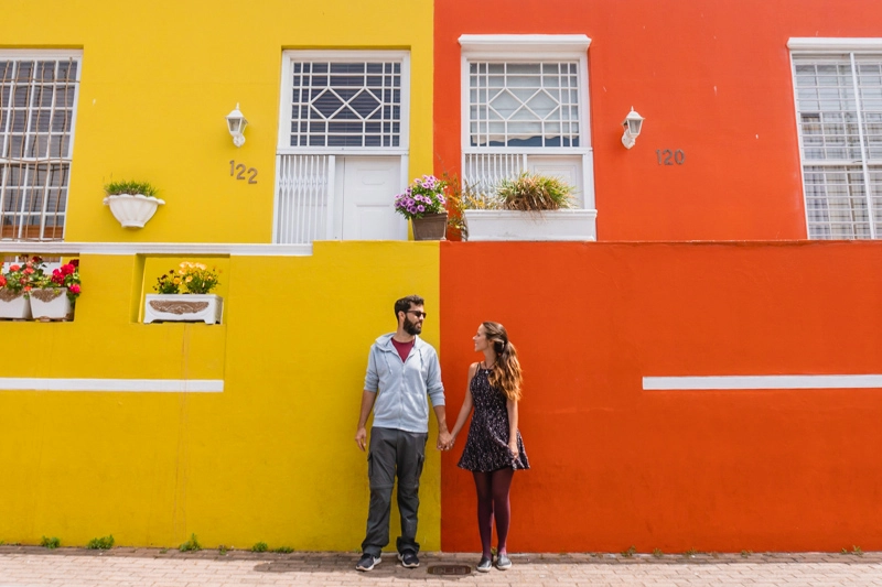 Casas coloridas no Bo-Kaap, bairro histórico no centro da Cidade do Cabo