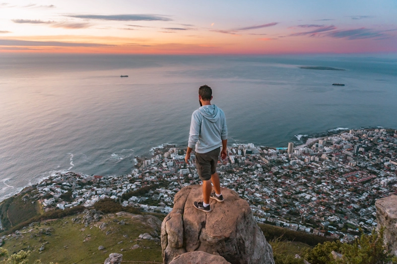 Ao final da trilha da Lion's Head, em Cape Town, a vista lá do alto é impressionante
