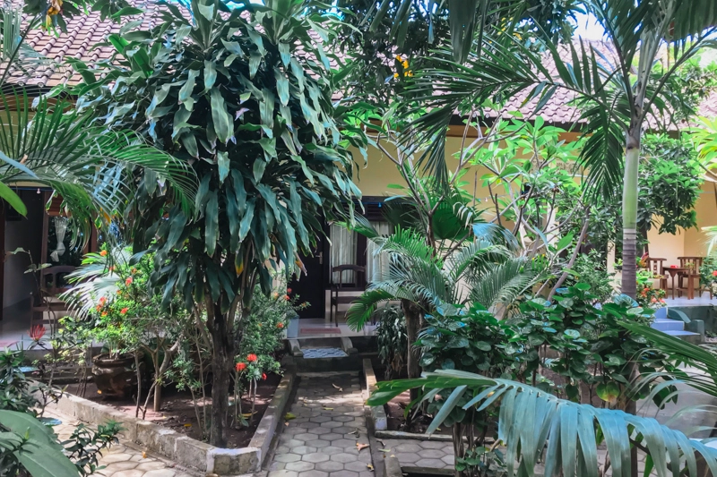 Nossa hospedagem em Tulamben, no Aqua Dive Paradise.