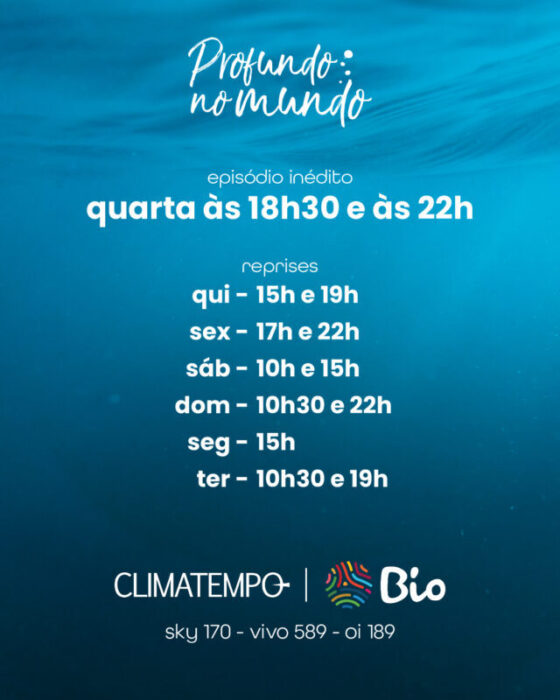 horários de exibição da série Profundo no Mundo na TV Climatempo