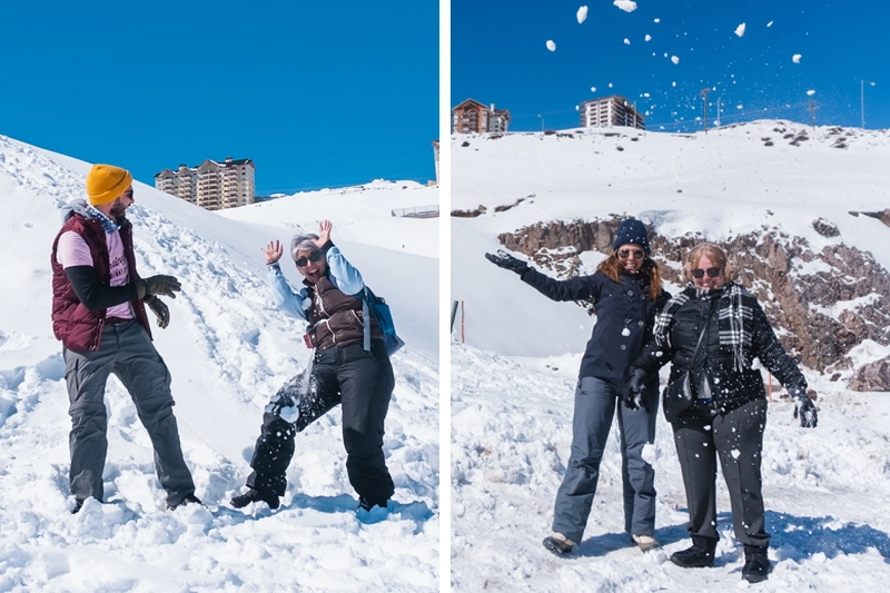 nossas mães viram neve no Chile pela primeira vez
