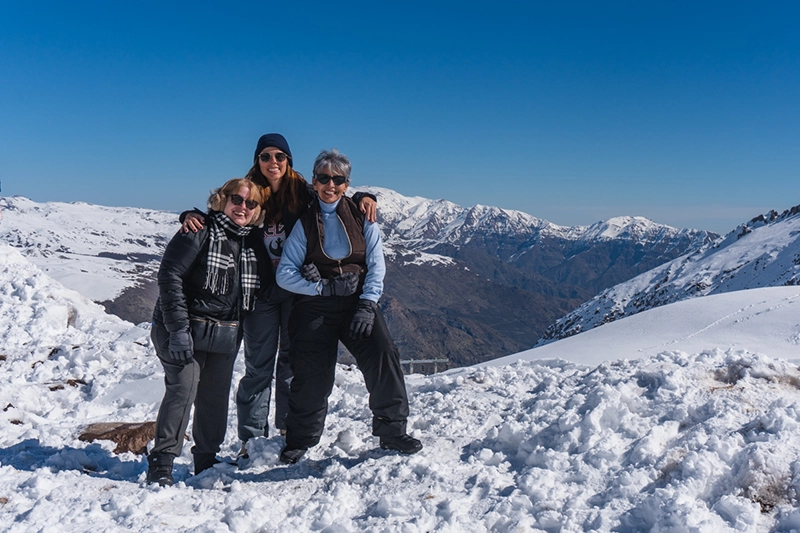 Neve no Chile com a família