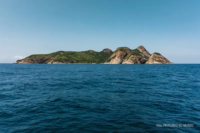 Vista da Ilha de Alcatrazes a partir do mar.